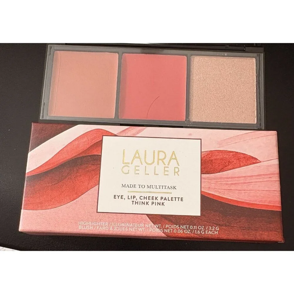 Laura Geller Made To Multitask Eye-Lip-Cheek Cream To Powder Palette-Think Pink